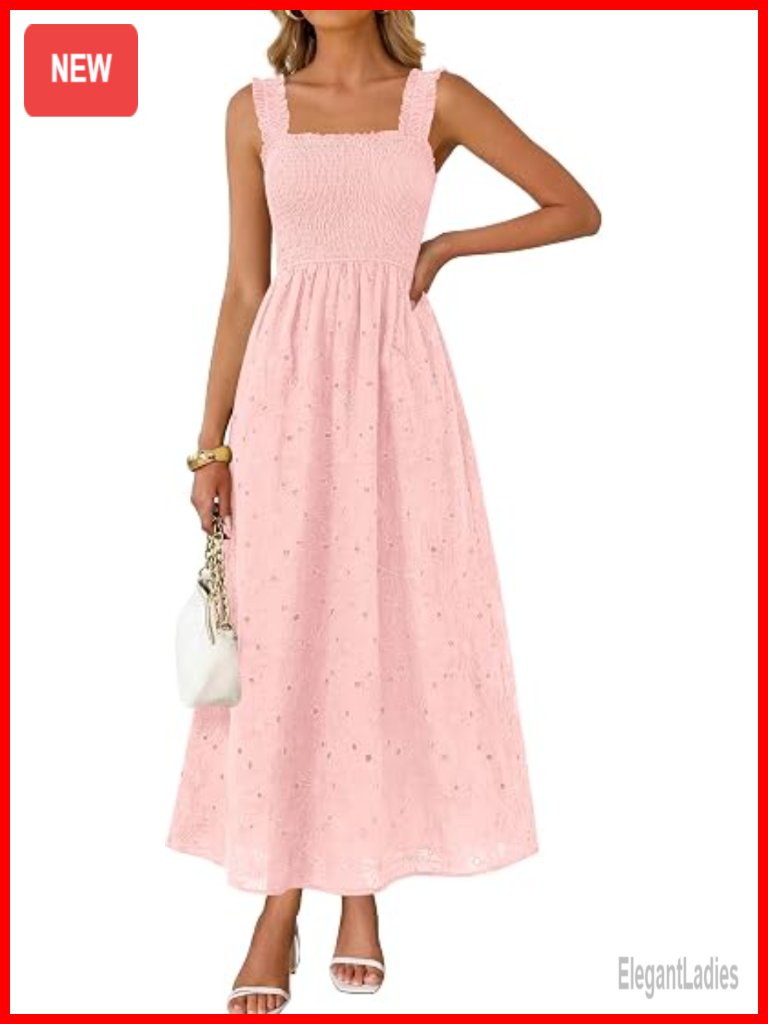 Sleeveless Cotton Maxi Dress With Pockets For Wedding Guest Or Beach